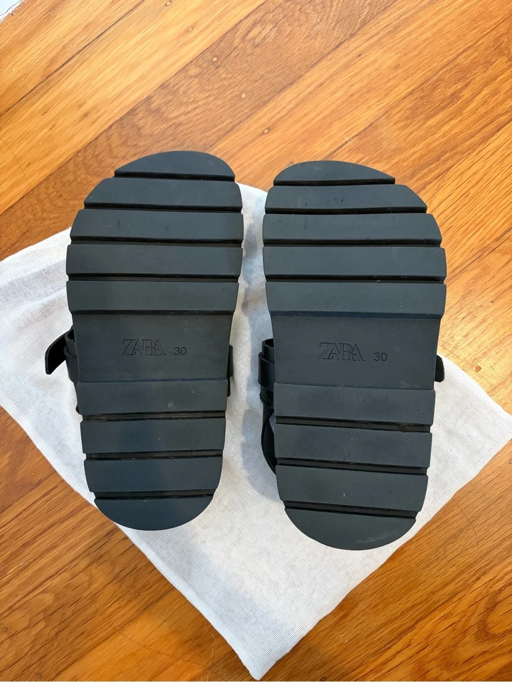 Zara Black Slide Sandals with Gold Buckles